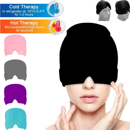 Form Fitting Gel Ice Headache Migraine Relief Hat Cold Compress Therapy Cap Ice Cap Head Wrap Face Mask Head Massage