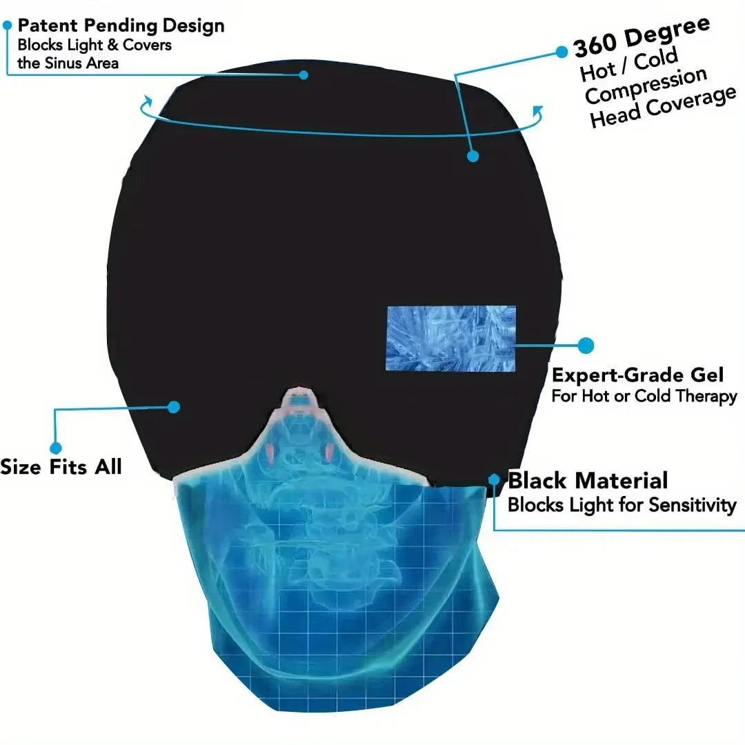 Form Fitting Gel Ice Headache Migraine Relief Hat Cold Compress Therapy Cap Ice Cap Head Wrap Face Mask Head Massage