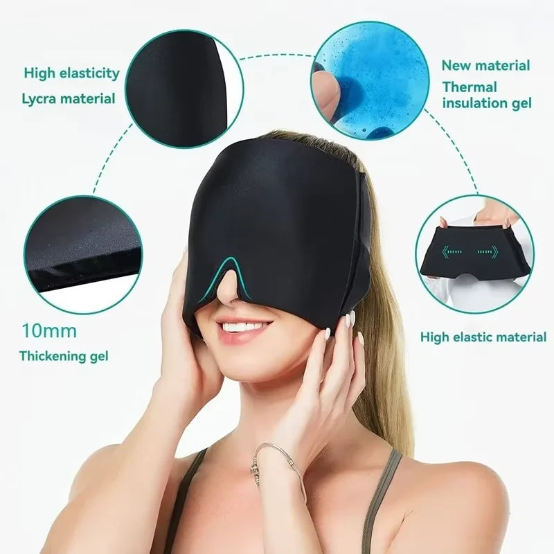 Form Fitting Gel Ice Headache Migraine Relief Hat Cold Compress Therapy Cap Ice Cap Head Wrap Face Mask Head Massage