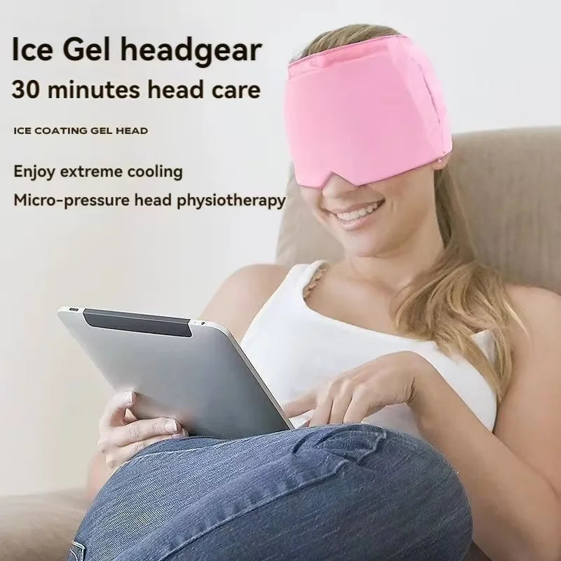 Form Fitting Gel Ice Headache Migraine Relief Hat Cold Compress Therapy Cap Ice Cap Head Wrap Face Mask Head Massage